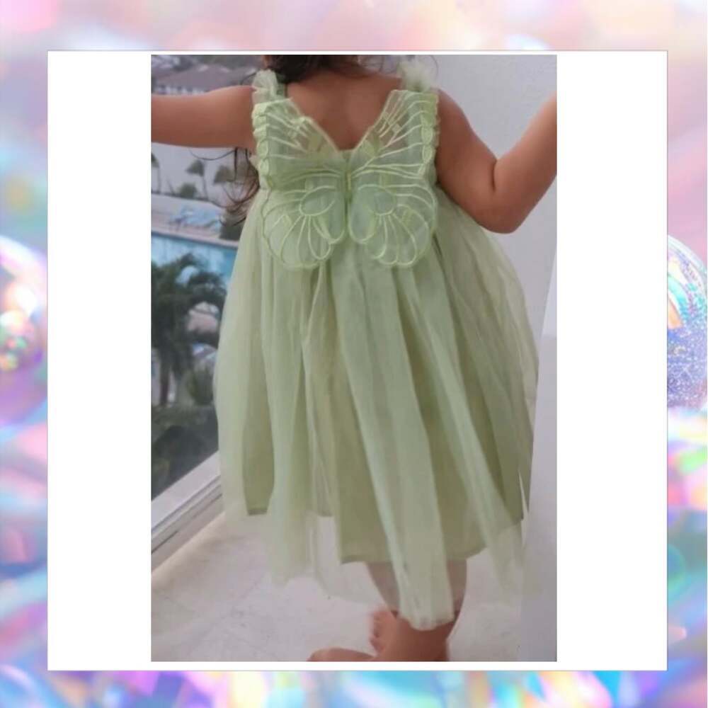 Girl Fairy/Butterfly Green Dress Size 5/6 New - Picture 2 of 7